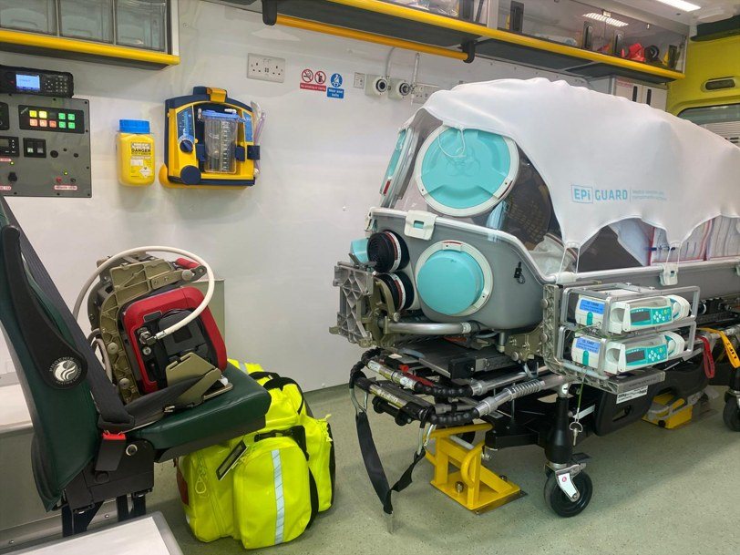 EpiShuttle secured inside a ground ambulance