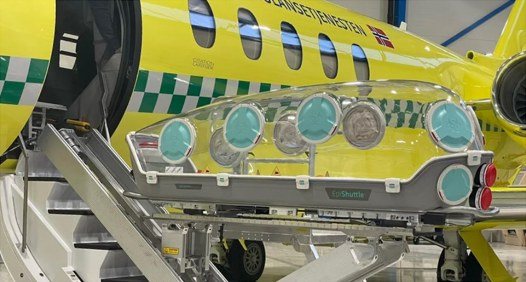EpiShuttle on the loading system beside the aircraft